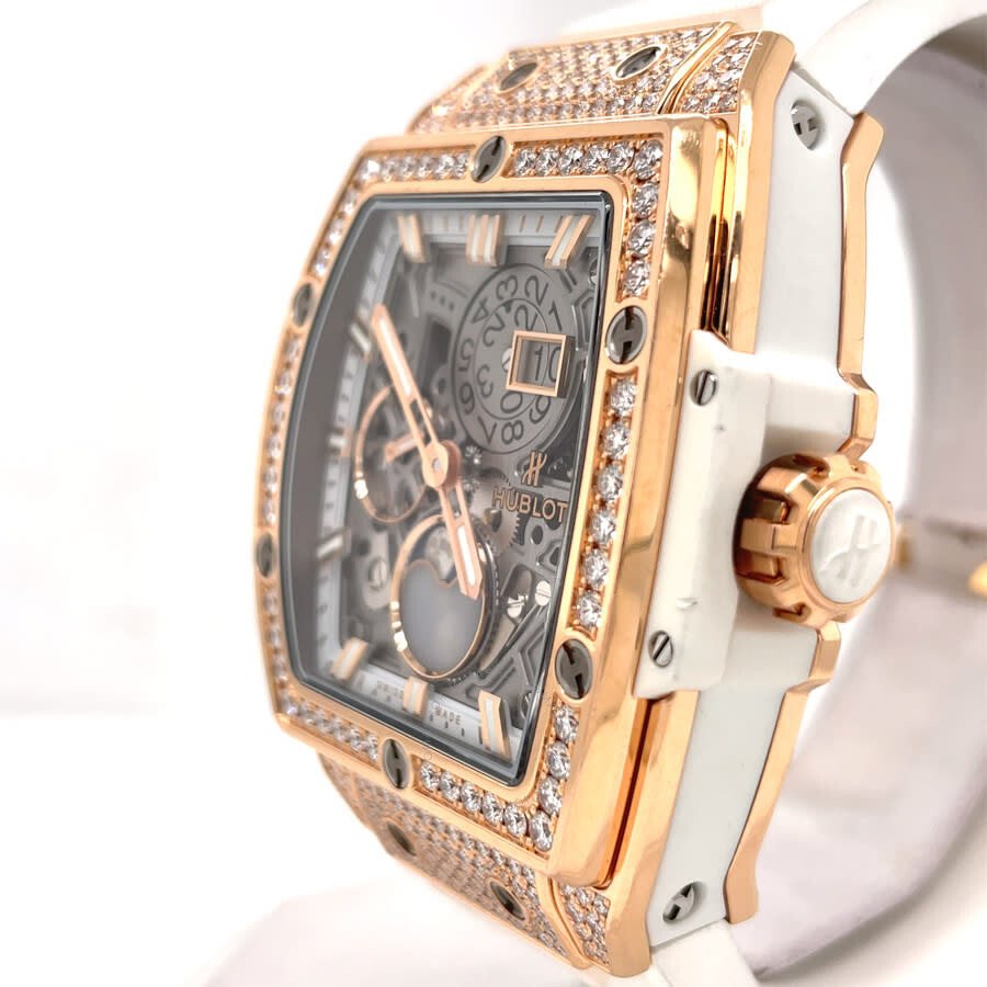 Replica Pre-owned Hublot Spirit of Big Bang Moonphase Diamond Silver-tone Dial Unisex Watch 647.OE.2080.RW.1604 - Image 4