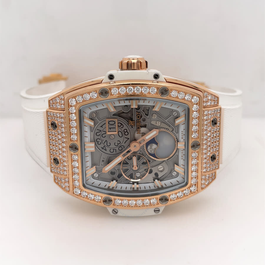 Replica Pre-owned Hublot Spirit of Big Bang Moonphase Diamond Silver-tone Dial Unisex Watch 647.OE.2080.RW.1604 - Image 5