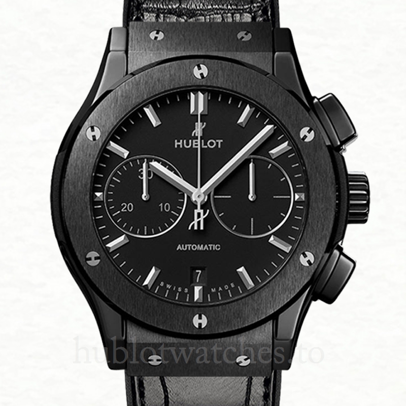 Hublot Classic Fusion Men 44mm 521.CM.1171.RX-001 Leather Strap Black Dial