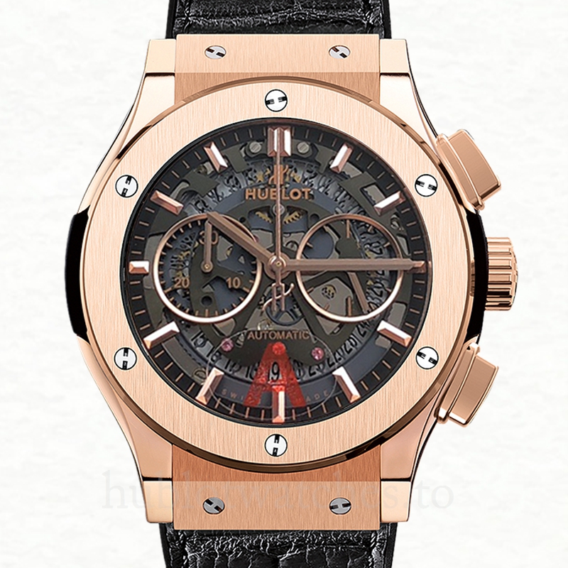 Hublot Classic Fusion Men 525.OX.0180.LR 44mm Leather Strap Black-tone